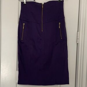 Marciano Purple Pencil Skirt with Gold Zippers